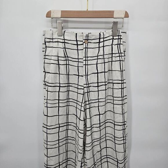 Haven + Blair Black White Pants Size Medium Wide Leg Casual Light - Picture 2 of 9